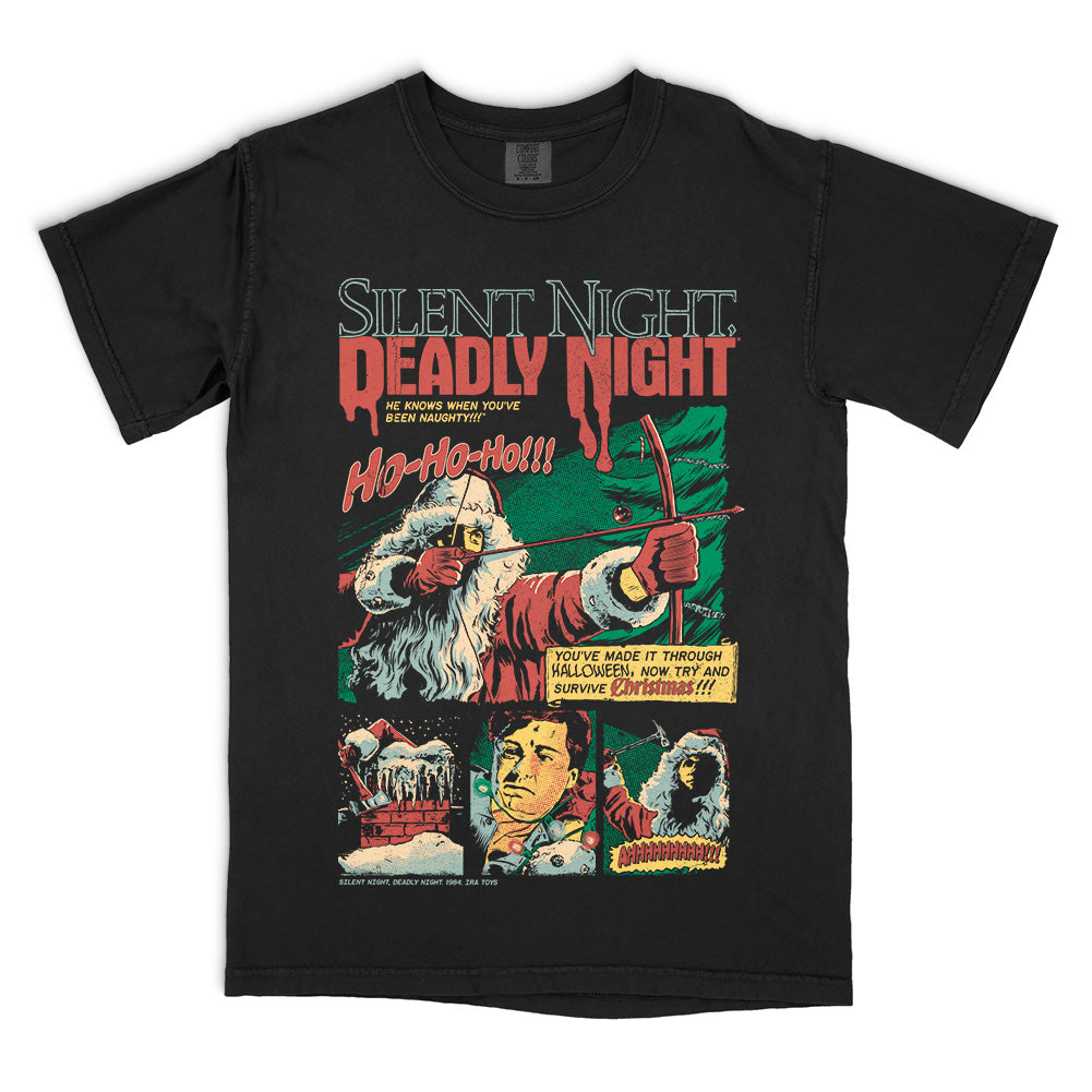 Silent Night Deadly Night Ho, Ho, Ho T-Shirt back print and graphic details | Terrifier Merch
