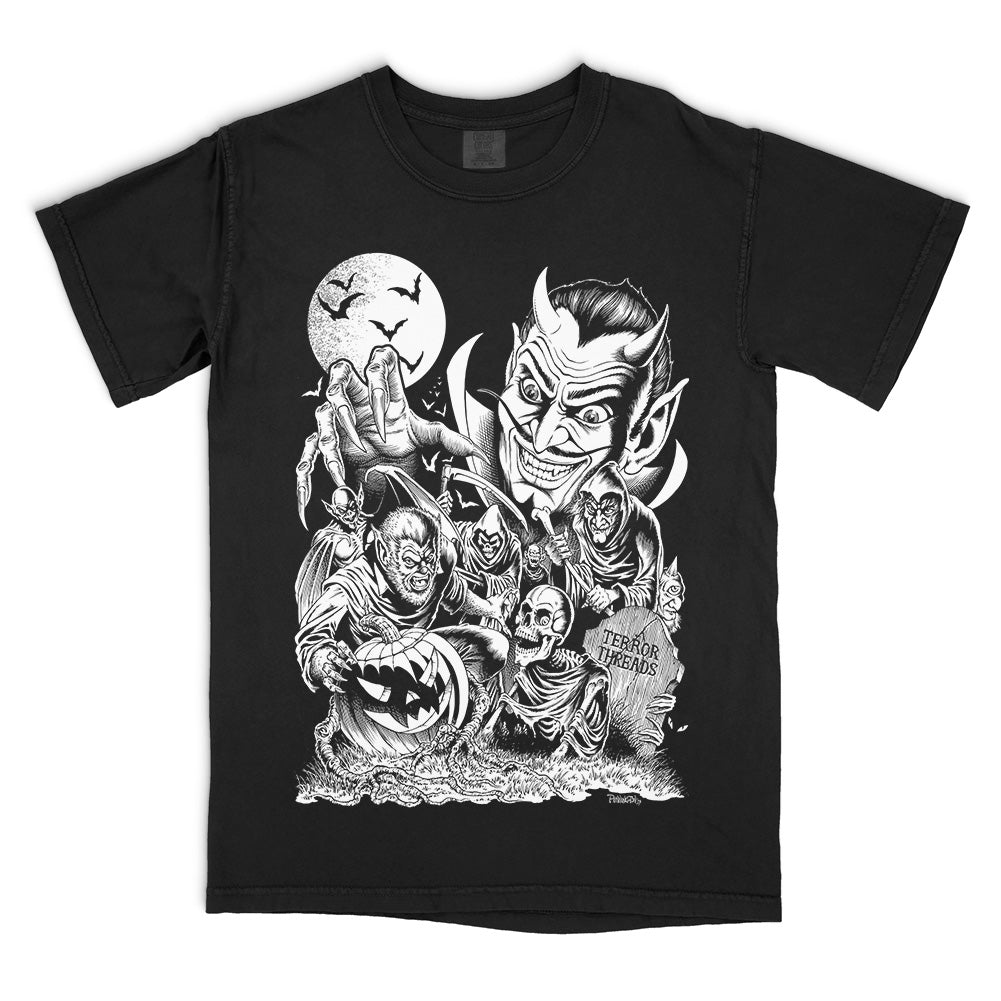 Monster Party T-Shirt back print and graphic details | Terrifier Merch