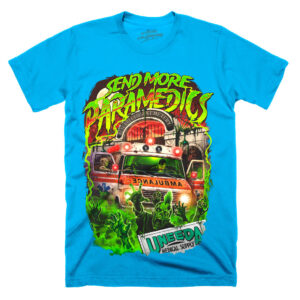 Return Of The Living Dead Send More Paramedics Blue T-Shirt - paramedics blue horror tee | Terrifier Merch