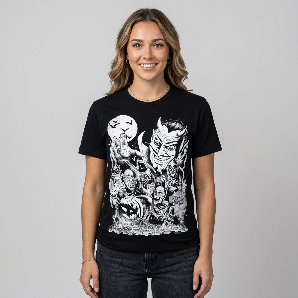 Monster Party T-Shirt worn by model front streetwear fit | Terrifier Merch